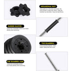 Fitness Dumbbell Set,30KG 2 X Weights Dumbbell Set Gym Workout Fitness Biceps Exercise Training US