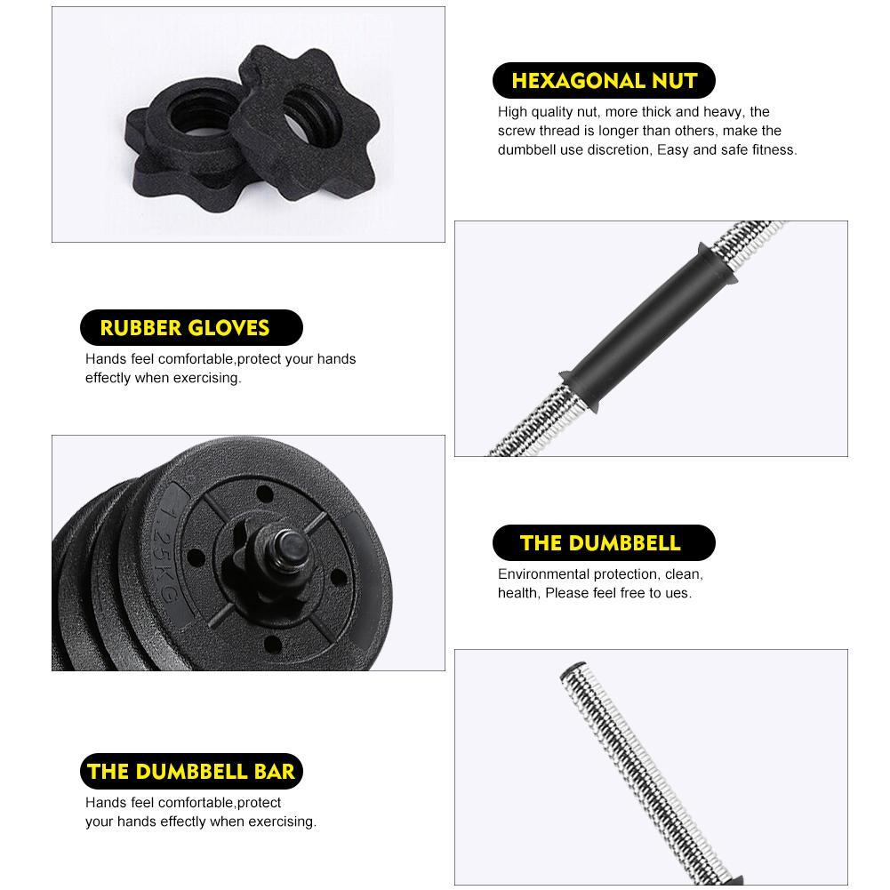Fitness Dumbbell Set,30KG 2 X Weights Dumbbell Set Gym Workout Fitness Biceps Exercise Training US