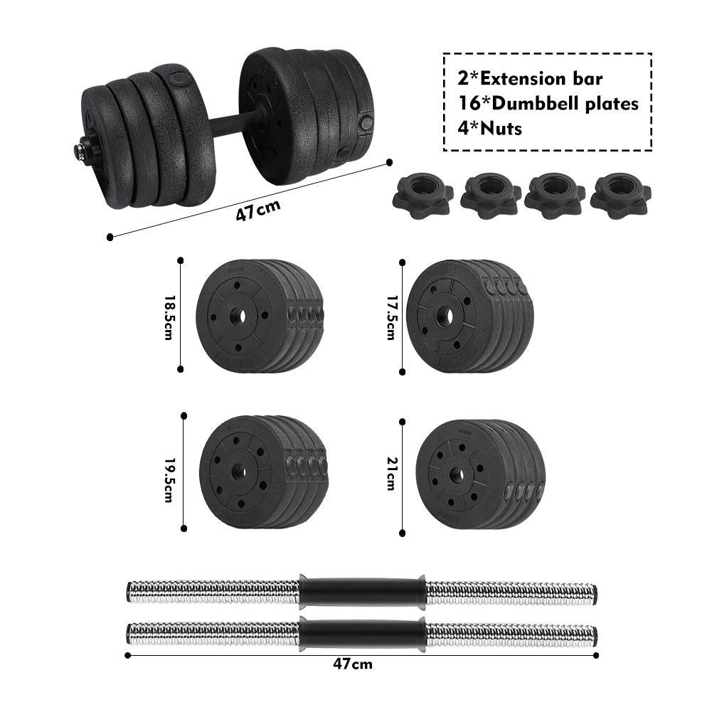 Fitness Dumbbell Set,30KG 2 X Weights Dumbbell Set Gym Workout Fitness Biceps Exercise Training US