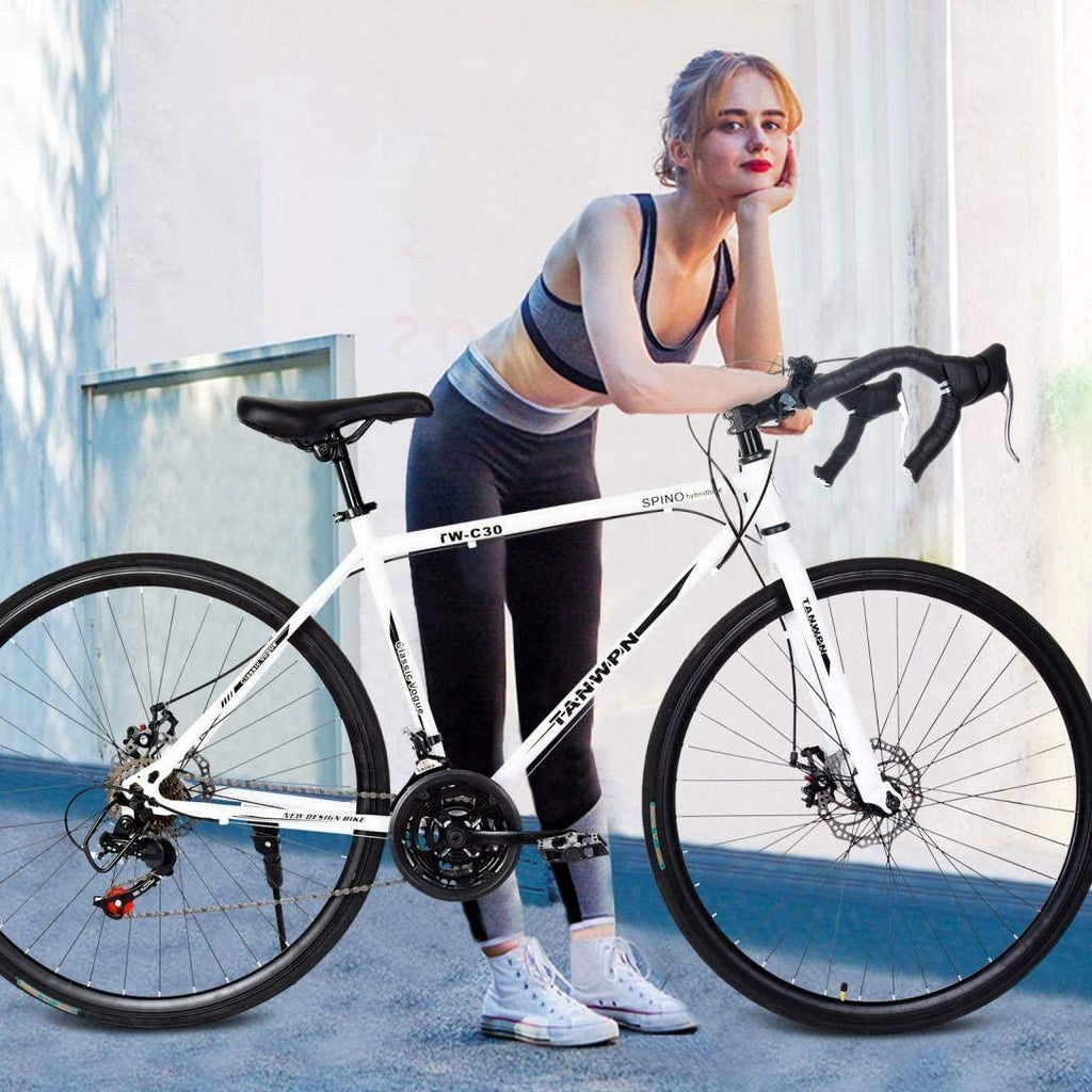 Begasso 26in s Aluminum Full Suspension Road Bike 3 Spoke Aluminum Wheels 21 Speed Disc Brakes, 700c