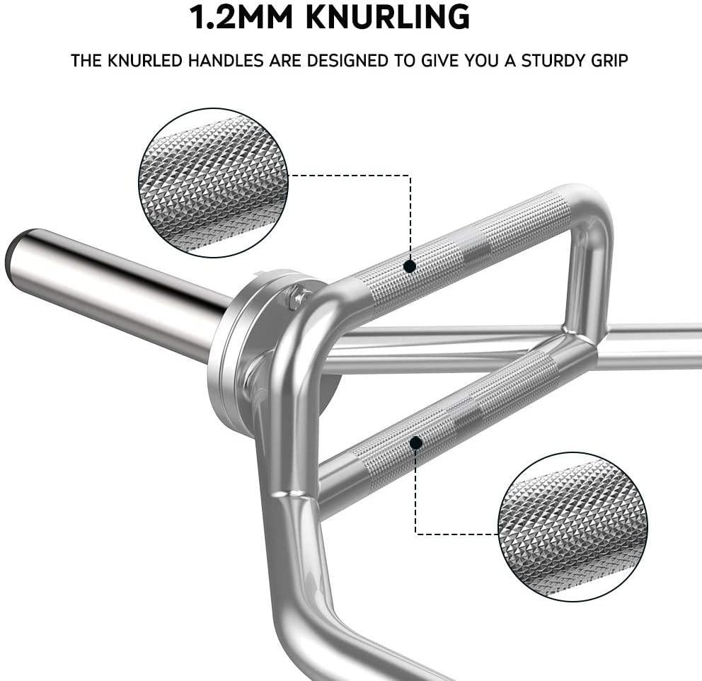 Bigzzia Olympic Hex Bar Barbell Bars - 56" Deadlift Trap Bar Weights Lifting Shrug Bar w/ Knurled Handles For Trap/Shoulder Exercises