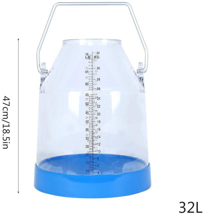 milk machine for cows, portable transparent 32l cow milker dairy milking machine bucket tank barrel milking supplies for dairy farm