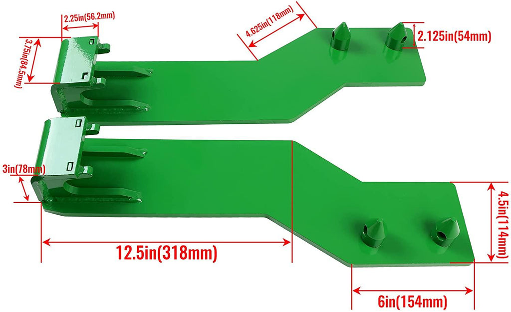 steel tractor loader quick tach weld on mounting brackets compatible with john deere tractor loaders(top pin fits 200, 300, and 400 series loaders,bottom pin fits 500 series loaders)
