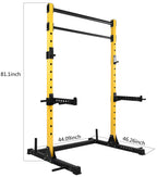 HulkFit Multi-Function Adjustable Power Rack Exercise Squat Stand with J-Hooks, Spotter Arms Dip Bars and Pull Up Bars, 800-Pound Capacity