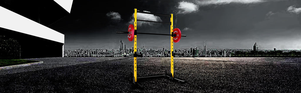 HulkFit Multi-Function Adjustable Power Rack Exercise Squat Stand with J-Hooks, Spotter Arms Dip Bars and Pull Up Bars, 800-Pound Capacity