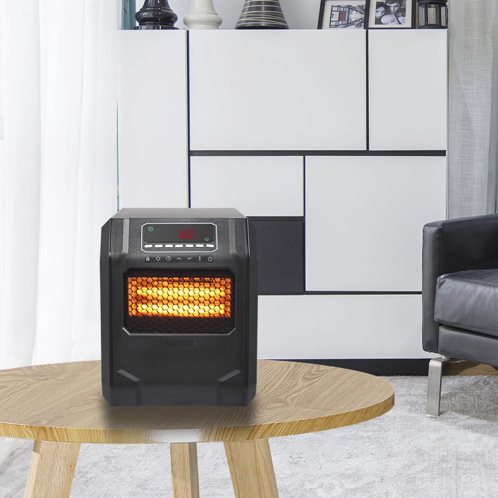 Portable Space Heater, 750W/1500W Small Infrared Heater w/ Remote, LED Display, 3 Working Modes, Safe Electric Heater for Home Office Bedroom with Overheat Protection, 11.58" x 9.72" x 12", Q6159