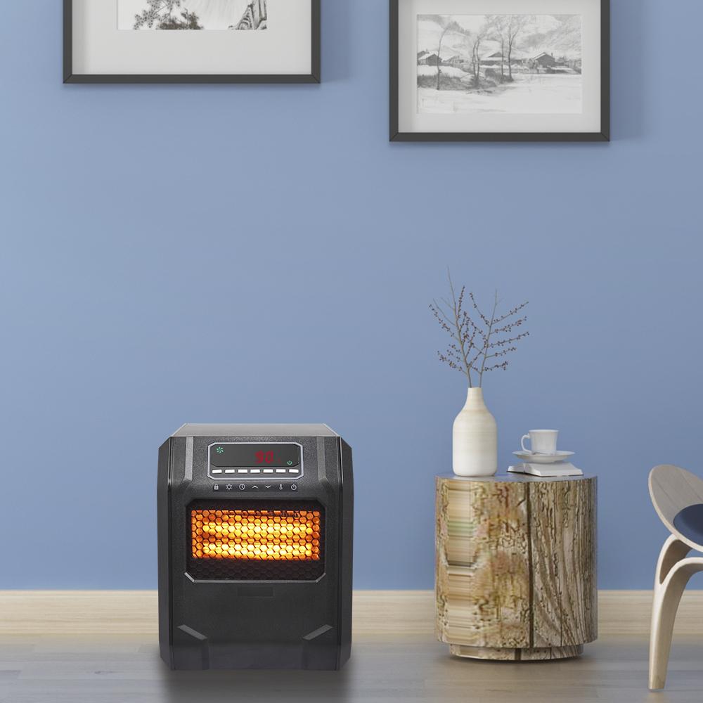 Portable Space Heater, 750W/1500W Small Infrared Heater w/ Remote, LED Display, 3 Working Modes, Safe Electric Heater for Home Office Bedroom with Overheat Protection, 11.58" x 9.72" x 12", Q6159