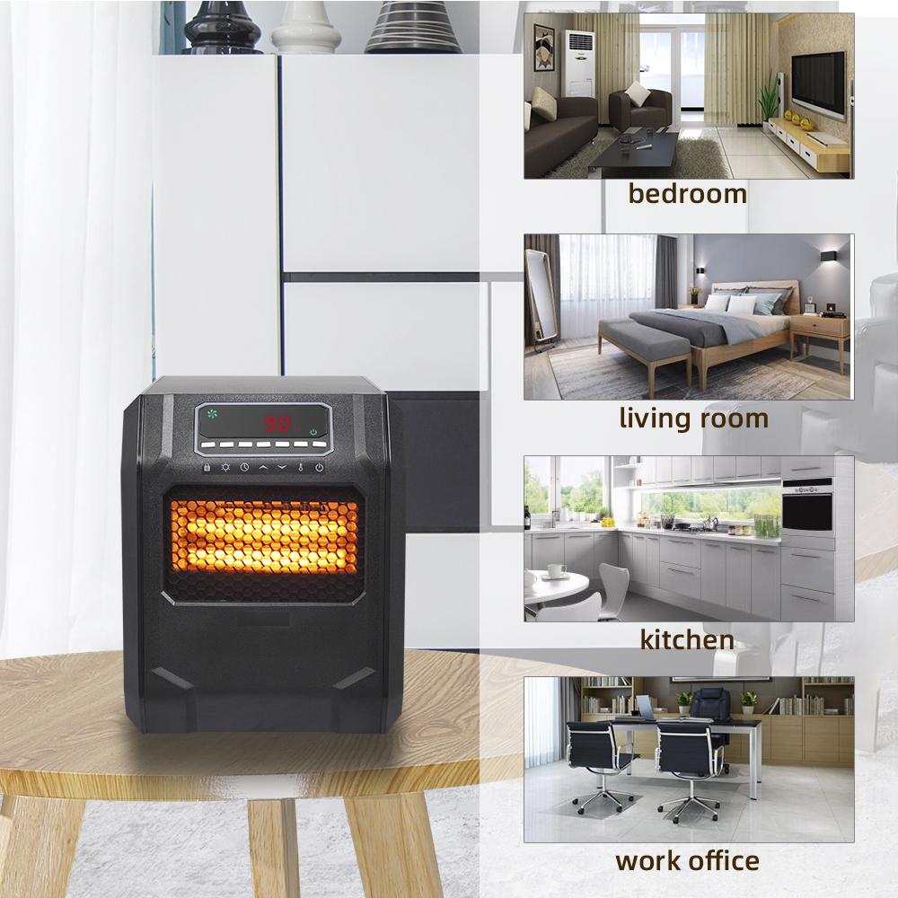 Portable Space Heater, 750W/1500W Small Infrared Heater w/ Remote, LED Display, 3 Working Modes, Safe Electric Heater for Home Office Bedroom with Overheat Protection, 11.58" x 9.72" x 12", Q6159