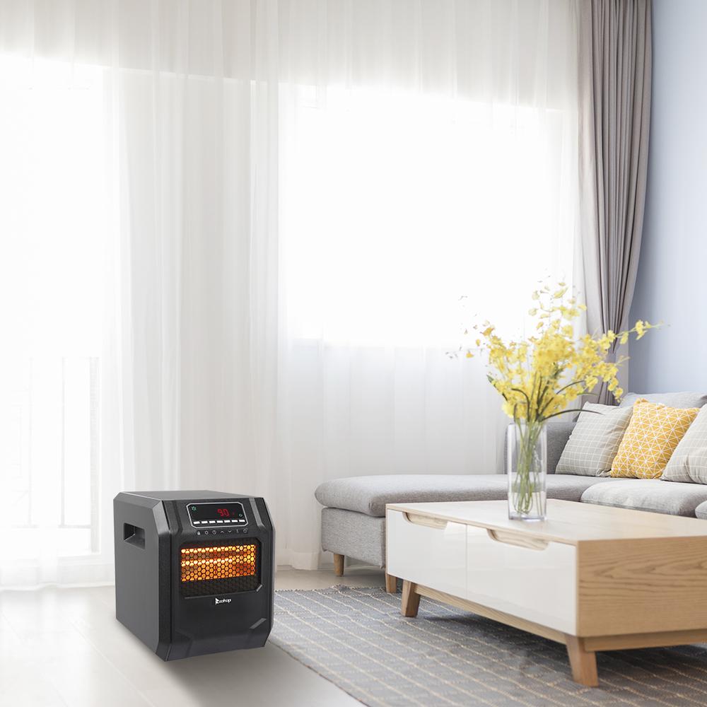Portable Space Heater, 750W/1500W Small Infrared Heater w/ Remote, LED Display, 3 Working Modes, Safe Electric Heater for Home Office Bedroom with Overheat Protection, 11.58" x 9.72" x 12", Q6159