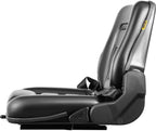 vevor universal forklift seat black pvc tractor seat, 6"/150mm adjustable mower seat foldable seat including seat belt&amp;seat switch, 18.5" x 20" x 18" skid steer seat fit forklift, tractor, skid loader