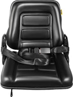 vevor universal forklift seat black pvc tractor seat, 6"/150mm adjustable mower seat foldable seat including seat belt&amp;seat switch, 18.5" x 20" x 18" skid steer seat fit forklift, tractor, skid loader