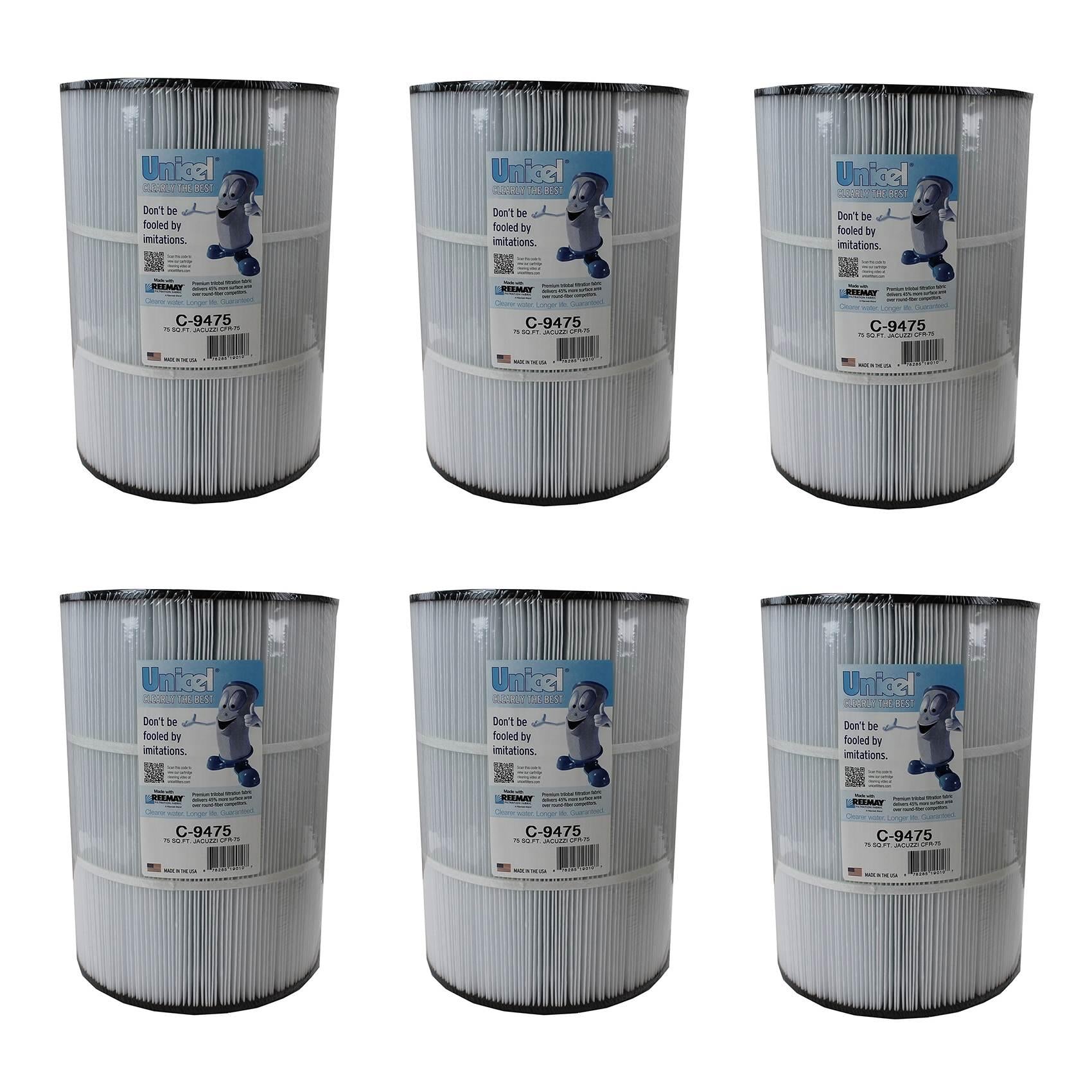 unicel 75 square feet spa sharp pleat replacement filter cartridge (6 pack)