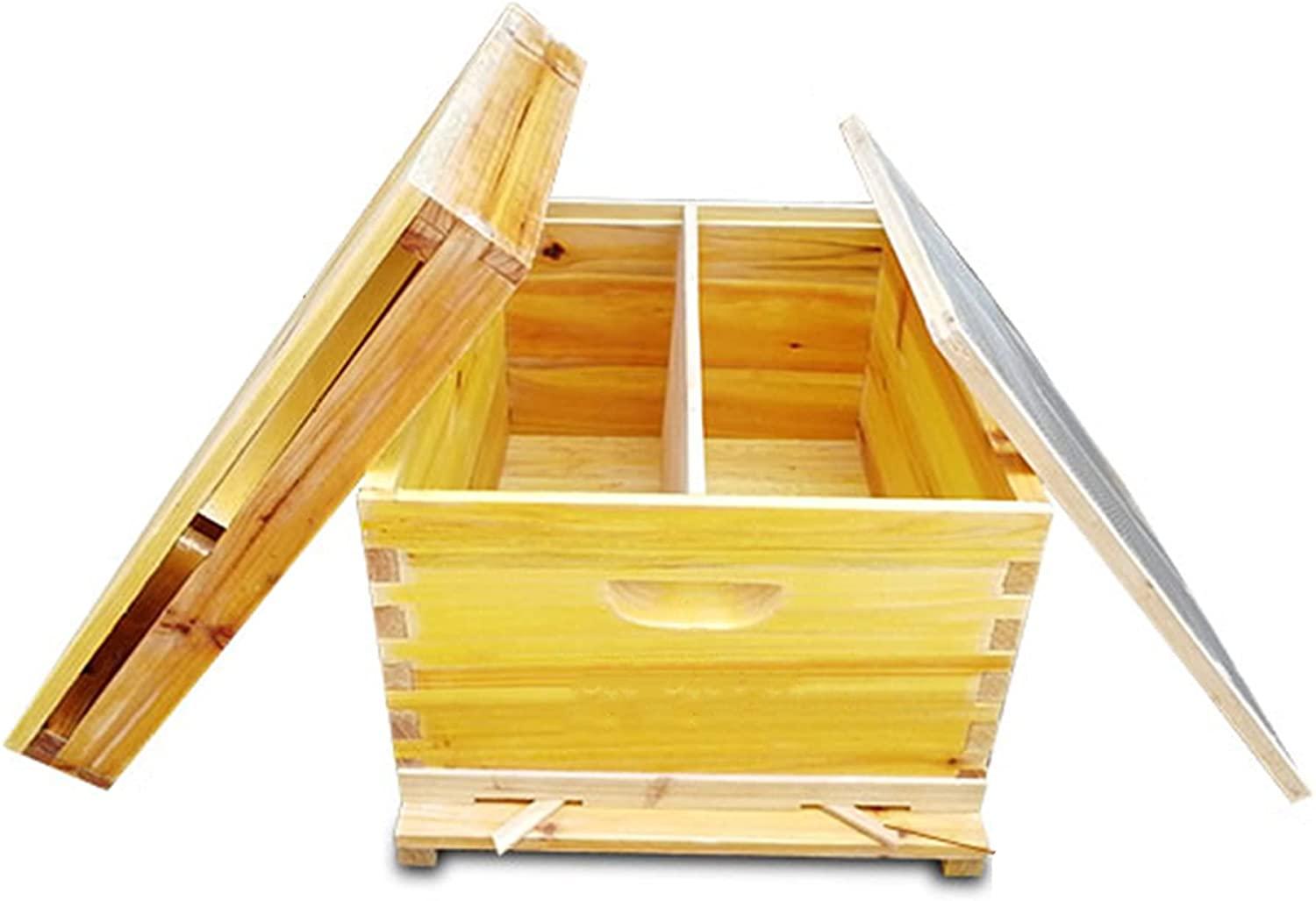 yyhj bee hive boxes 10 frames,bee box frame unassembled,wooden beekeeping house,honey beehive starter kit,dipped in 100% beeswax,beehives and supplies for beekeepers