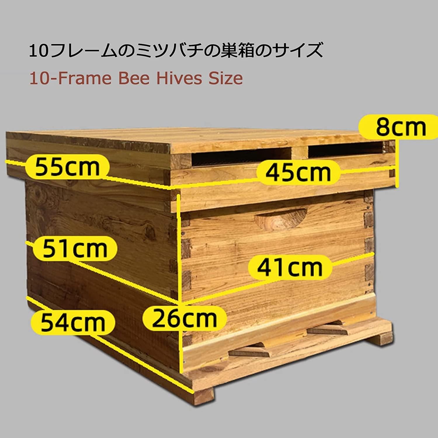 yyhj bee hive boxes 10 frames,bee box frame unassembled,wooden beekeeping house,honey beehive starter kit,dipped in 100% beeswax,beehives and supplies for beekeepers