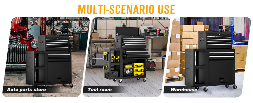 8 Drawer Tool Chest with Wheels, Exclusive 3-In-1 Tool Box Combo with Removable 4-Tire Utility Cart, LocMechanic Tool Cart with Liner for Warehouse, Workshop, 35”W x 13”D x 43”H -2026 Upgrade