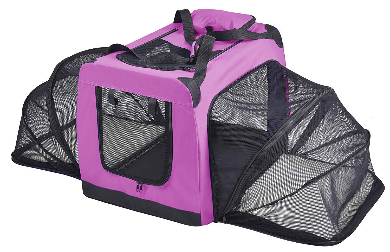 Pet Life 'Hounda Accordion' Metal Framed Soft-Folding Collapsible Dual-Sided Expandable Pet Dog Crate