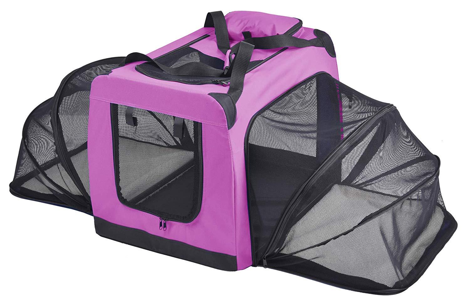 Pet Life 'Hounda Accordion' Metal Framed Soft-Folding Collapsible Dual-Sided Expandable Pet Dog Crate