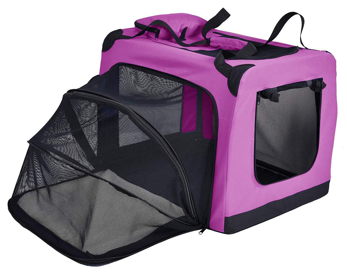 Pet Life 'Hounda Accordion' Metal Framed Soft-Folding Collapsible Dual-Sided Expandable Pet Dog Crate