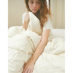 Organic Crib Bedding - Crib Damask Ecowool Comforter Light fill 35 x 53"