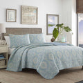 Tommy Bahama  Turtle Cove Blue Cotton Quilt Set