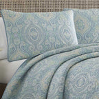 Tommy Bahama  Turtle Cove Blue Cotton Quilt Set