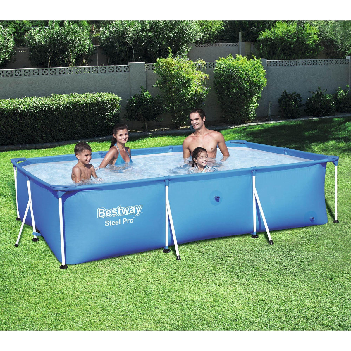 8.5t x 5.5ft x 24in Rectangular Above Ground Pool Frame with Filter Pump