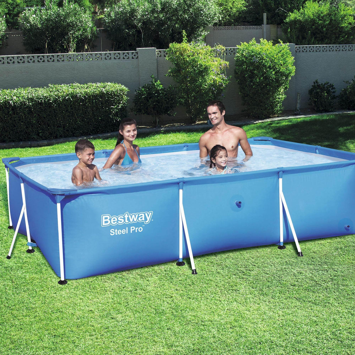 8.5t x 5.5ft x 24in Rectangular Above Ground Pool Frame with Filter Pump