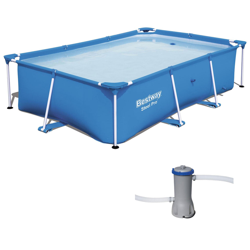 8.5t x 5.5ft x 24in Rectangular Above Ground Pool Frame with Filter Pump