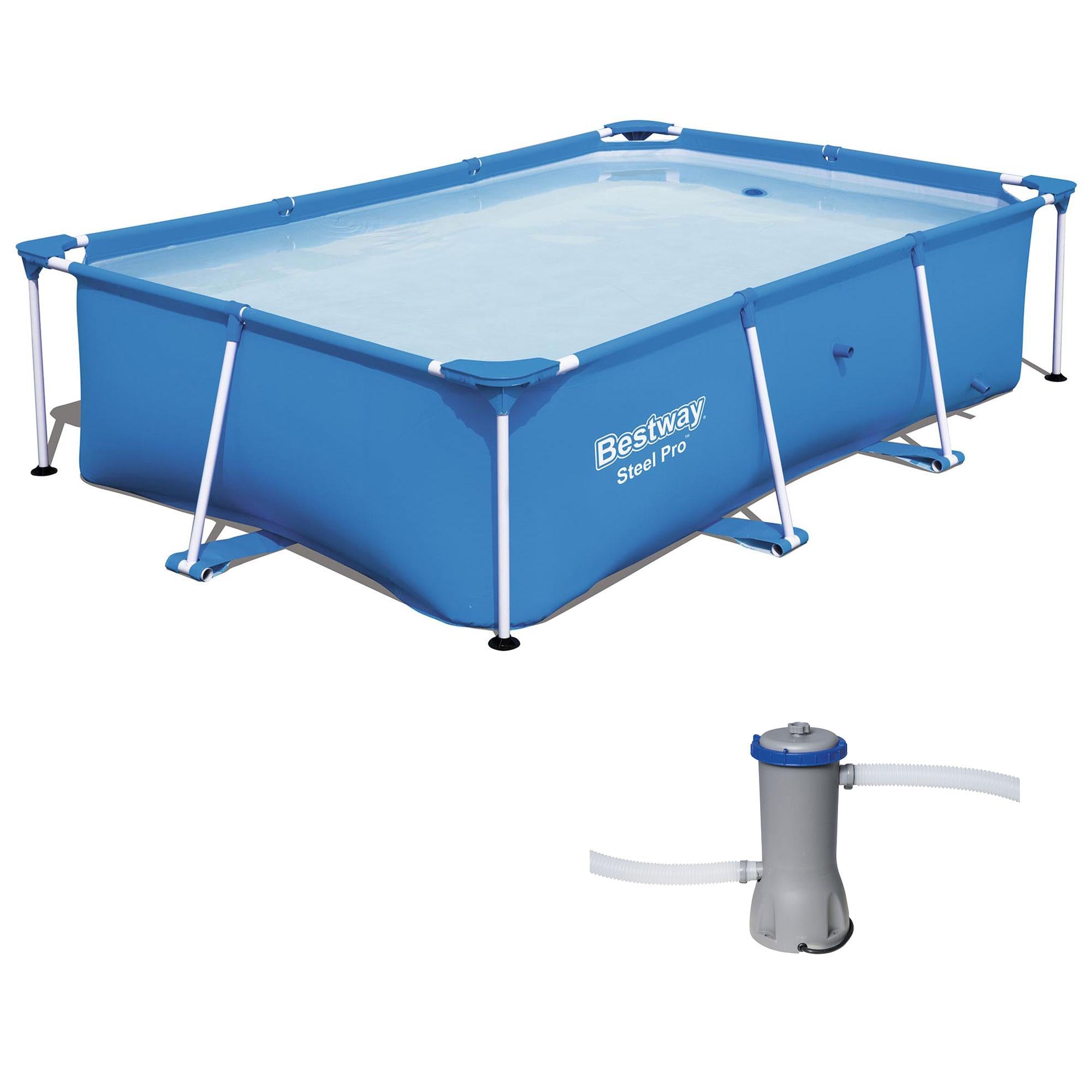 8.5t x 5.5ft x 24in Rectangular Above Ground Pool Frame with Filter Pump