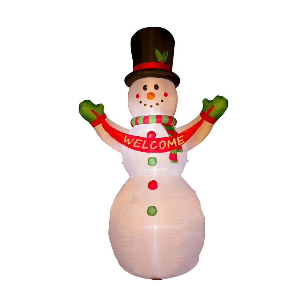 12 ft. Lighted Inflatable Snowman with Welcome Decor