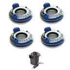 River Run 1 Person Floating Tube (4 Pack) and 12 Volt  Electric Air Pump