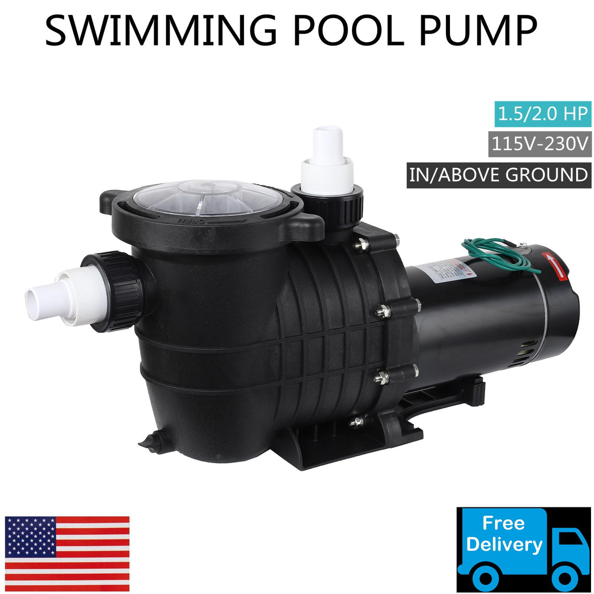 tecspace 1.5/2.0 hp 115v-230v pool pump in/above ground swimming pool pump