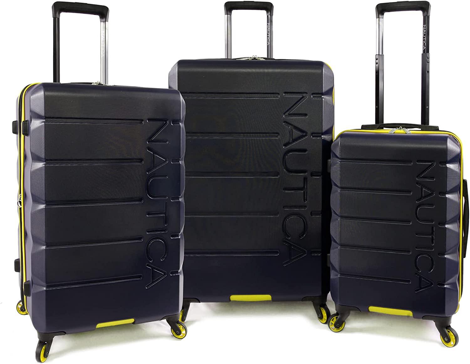 Lightview 3pc Hardside Luggage Set, Navy/Yellow