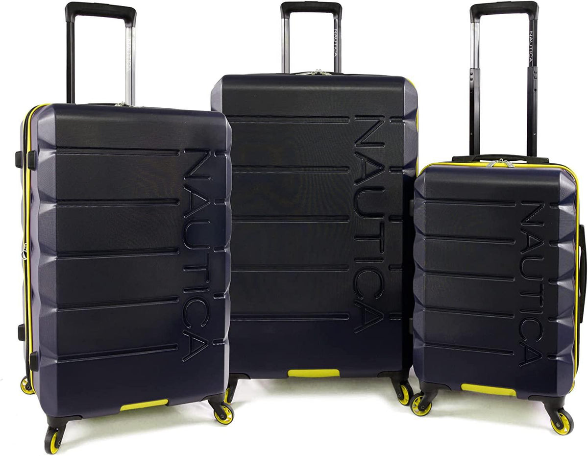 Lightview 3pc Hardside Luggage Set, Navy/Yellow