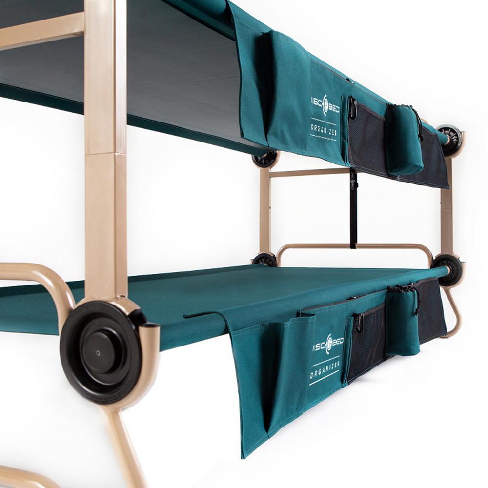 40 in. Green Bunkbable Beds with Bed Side Organizers (2-Pack)