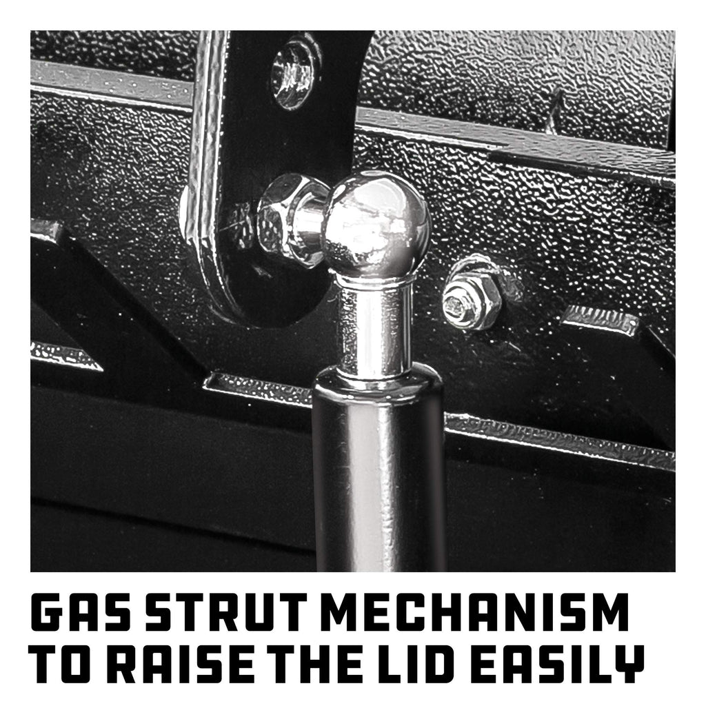 26 Inch Portable Slant Front Rapid Toolbox Tiered Tool Holders, 16 GauSteel, Weather-Resistant Lockable Magnetic Lid, Grey - 240102