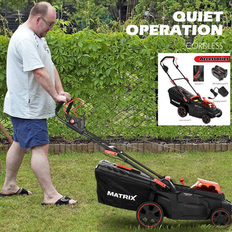 40V 16Inch Cordless Twin Force Lawn Mower 2x4Ah Batteries With Charger Include