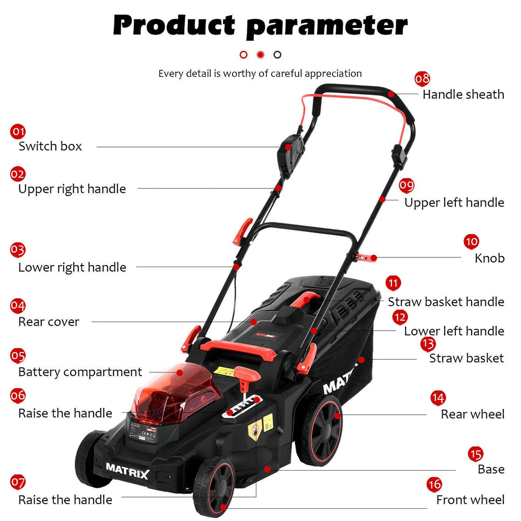 40V 16Inch Cordless Twin Force Lawn Mower 2x4Ah Batteries With Charger Include