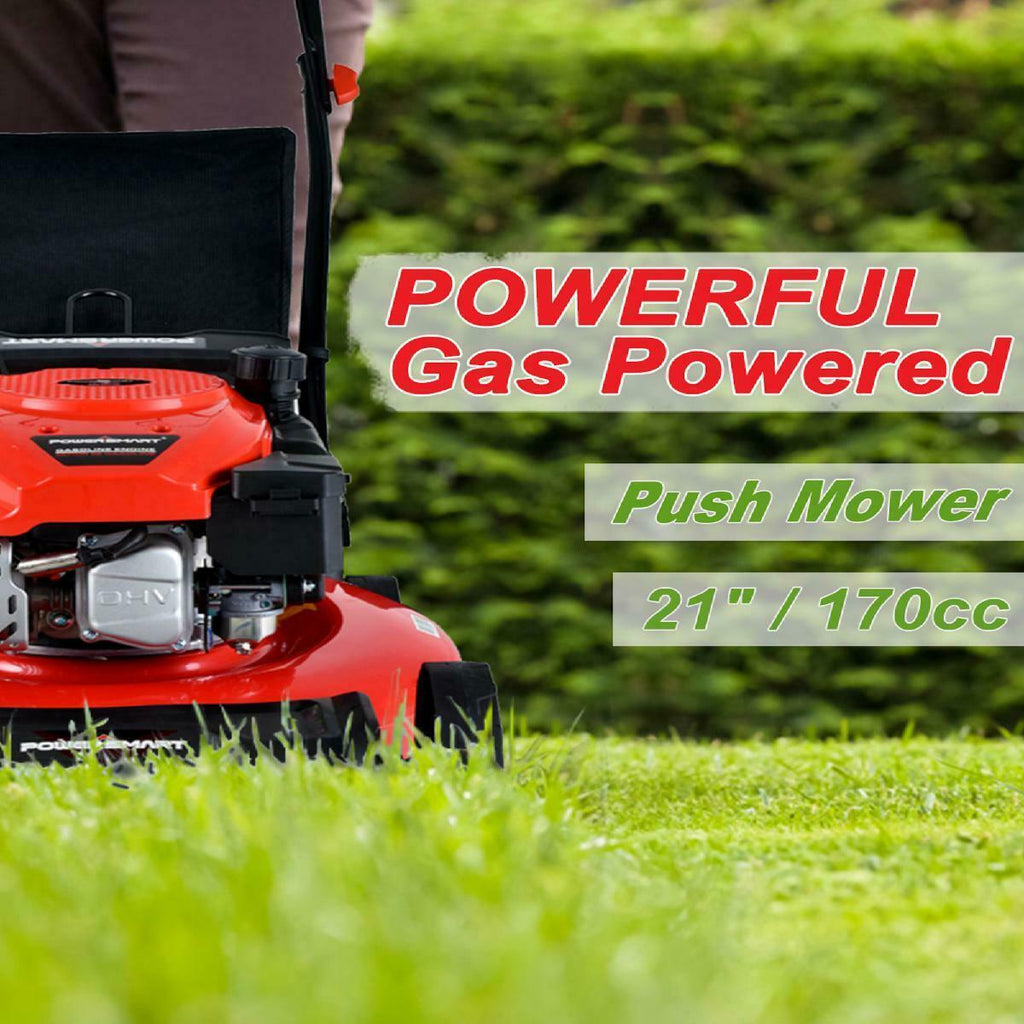PowerSmart 21-in 3-in-1 Lawn Mower Easy Gas Push Start in Adjustable Height
