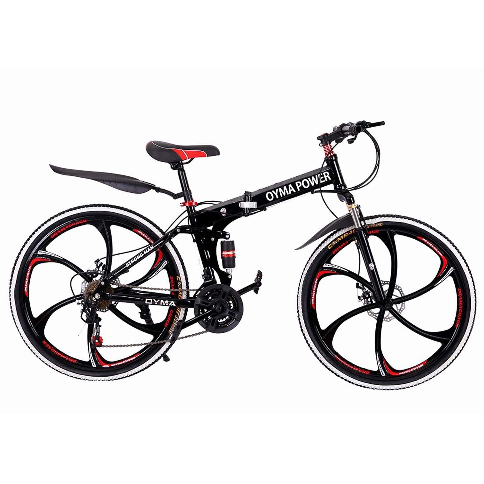 Outroad Mountain Bike 21 Speed 26in Folding Bike Double Disc Brake Bicycles
