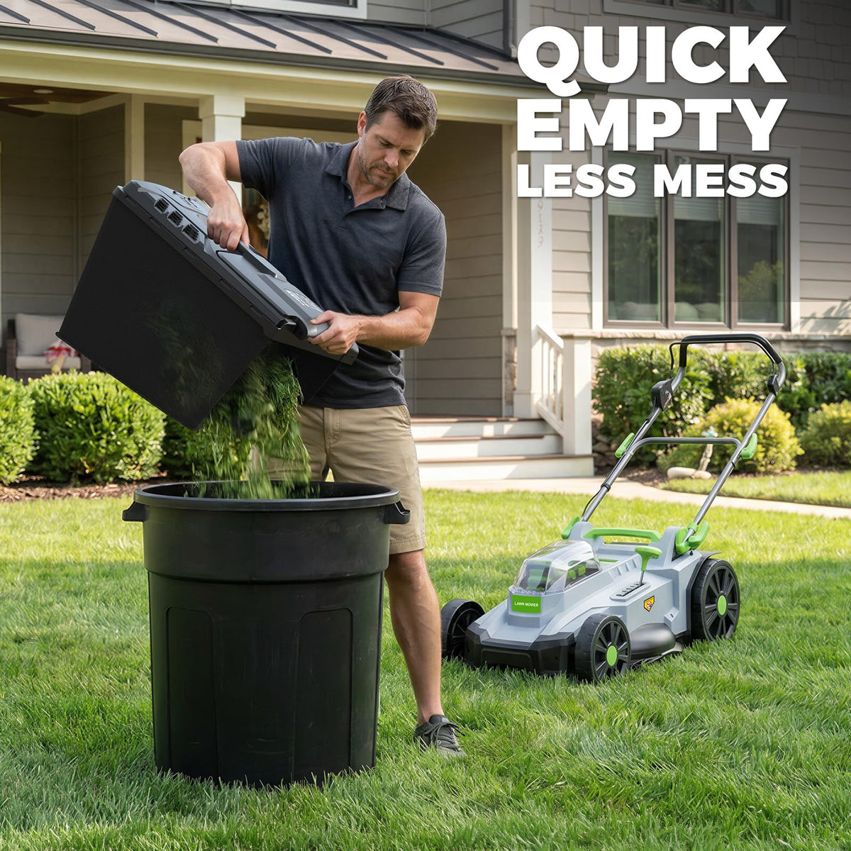 40V Cordless Lawn Mower, 17 Inch Electric Battery Powered Lawn Mower with 2x4.0Ah Batteries, 6 Height Adjustment, 50L Grass Bag, 1200W Brushless Motor, 40min Runtime for 500㎡ Yard