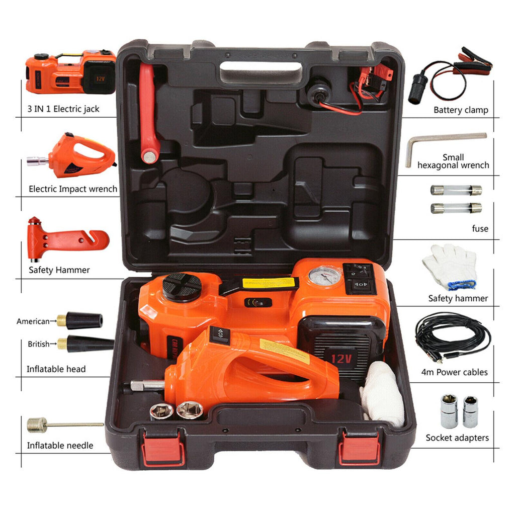 5 Ton Car Jack Lift 12V 5T Electric Hydraulic Floor Jack with Impact Wrench Set