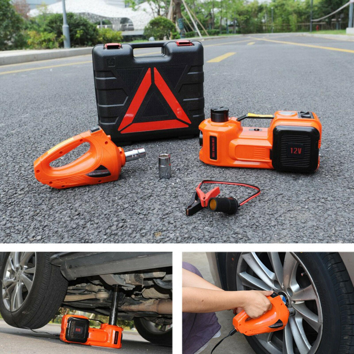 5 Ton Car Jack Lift 12V 5T Electric Hydraulic Floor Jack with Impact Wrench Set