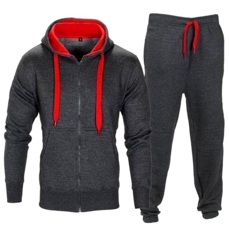 Tracksuit Men 2021 Autumn Sportwear Fashion Mens Hip Hop Set 2PC Zipper Hooded Sweatshirt Jacket+Pant Suit
