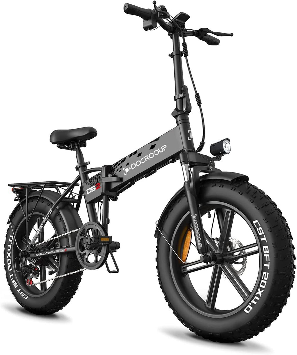 Folding Electric Bike Adults - 28mph 50 Mile Ran4 Hours Fast Char750w Motor City Snow Beach Ebike Docrooup Ds2 Electric Bicycle Cruise Control Electric Bike for Adults Fat Tire[USA Warehouse]