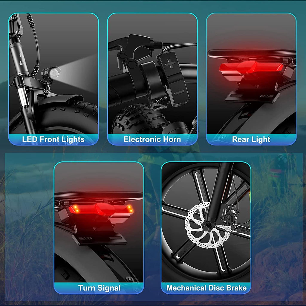 Folding Electric Bike Adults - 28mph 50 Mile Ran4 Hours Fast Char750w Motor City Snow Beach Ebike Docrooup Ds2 Electric Bicycle Cruise Control Electric Bike for Adults Fat Tire[USA Warehouse]