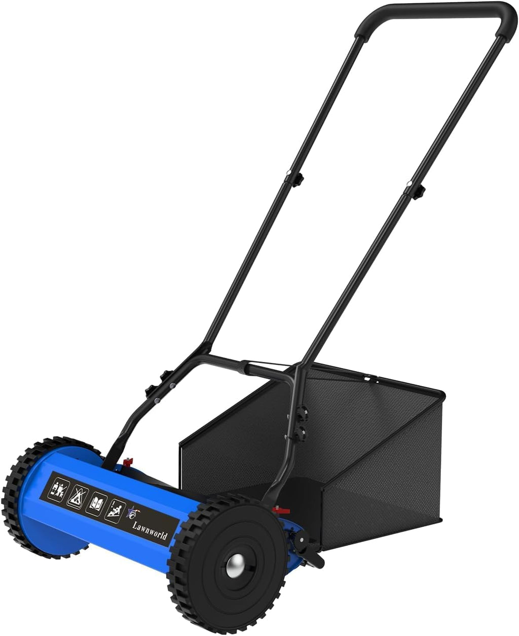 16-Inch Reel Lawn Mower with Grass Catcher and Tool-Blade Adjustment, 5-Blade Manual Push Lawn Mower, 5-Position Height Adjustable