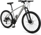 Neffice Men Mountain Bike, Front Suspension, 24 Speed, 27.5 Inch Frame &amp; Wheels, Aluminum Frame,Double Disc Brake Bicycle with Repair Tools and Pumps for Adult Men Women (Matte Grey)