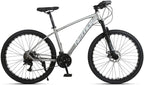 Neffice Men Mountain Bike, Front Suspension, 24 Speed, 27.5 Inch Frame &amp; Wheels, Aluminum Frame,Double Disc Brake Bicycle with Repair Tools and Pumps for Adult Men Women (Matte Grey)