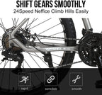 Neffice Men Mountain Bike, Front Suspension, 24 Speed, 27.5 Inch Frame &amp; Wheels, Aluminum Frame,Double Disc Brake Bicycle with Repair Tools and Pumps for Adult Men Women (Matte Grey)